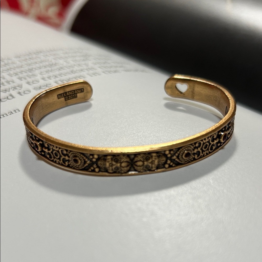Alex and Ani Gold Calavera Skull Cuff Bracelet